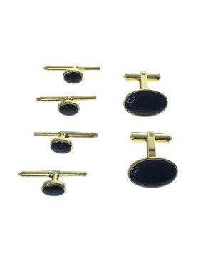 Vintage Gold-Tone Onyx Tuxedo Set